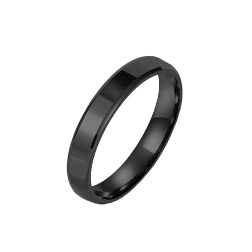 OAKKY Herren Damen Edelstahl Einfache Solide Doppelt Abgeschrägte Kante Bogen Glatt Poliert Paar Verlobungsring Charm Titan Schmuck 4MM Blau Größe 68 (21.6) von OAKKY