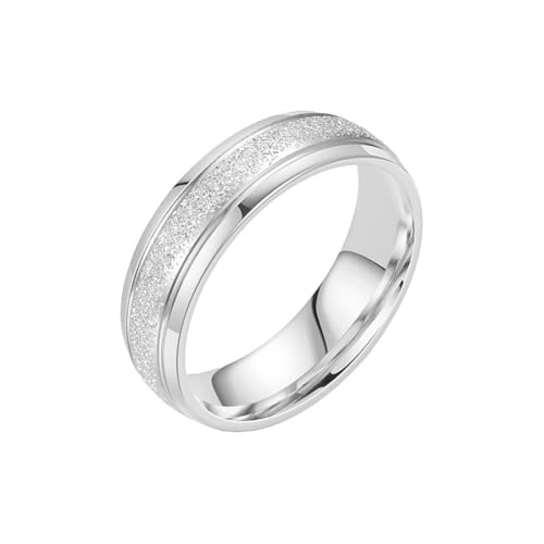OAKKY Herren Damen Edelstahl Gebürsteter Mittelband Ring Zart Minimalistisch Matt und Glänzend Kontrast Verlobungsring Silber Größe 62 (19.7) von OAKKY