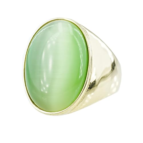 OAKKY Herren Damen Edelstahl Oval Mehrfarbig Edelstein Ring Klassisch Einfach Schlicht Hochzeit Verlobung Schmuck Gold Cyan Größe 60 (19.1) von OAKKY