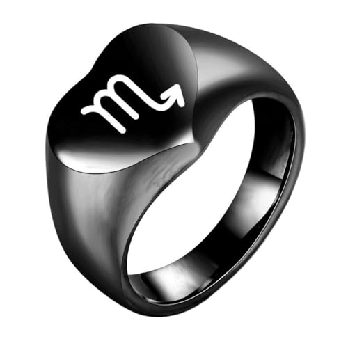 OAKKY Herren Damen Edelstahl Pfirsich Herz Glatt Tierkreis Tier Ring Hochzeit Verlobung Statement Schmuck Schwarz Skorpion Größe 57 (18.1) von OAKKY