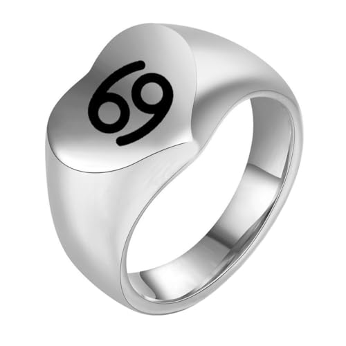 OAKKY Herren Damen Edelstahl Pfirsich Herz Glatt Tierkreis Tier Ring Hochzeit Verlobung Statement Schmuck Silber Krebs Größe 52 (16.6) von OAKKY