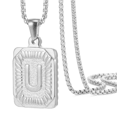 OAKKY Herren Damen Edelstahl Quadratisch Großbuchstaben Monogramm Halskette Alphabet A-Z Klassisch Einfacher Buchstaben Anhänger Paar Schmuck Geschenk Silber Buchstabe U OAKKY Herren Damen Edelstahl Quadratisch Großbuchstaben Monogramm Halskette Alphabet A-Z Klassisch Einfacher Buchstaben Anhänger Paar Schmuck Geschenk Silber Buchstabe U von OAKKY