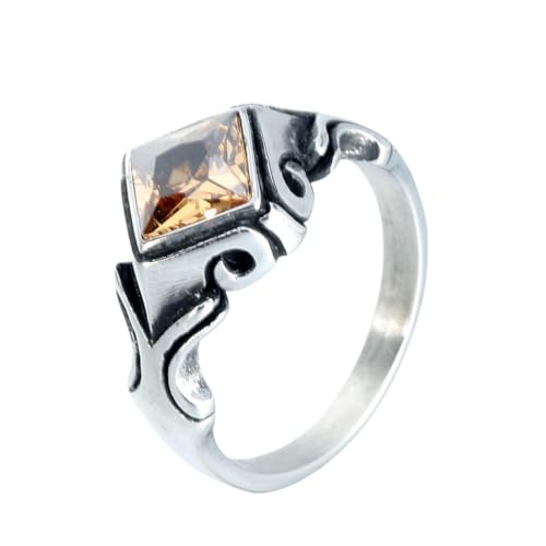 OAKKY Herren Damen Edelstahl Rhombus Pfeil Edelstein Ring Punk Gothisch Personalisiert Hip Hop Band Schmuck Champagner Größe 60 (19.1) von OAKKY