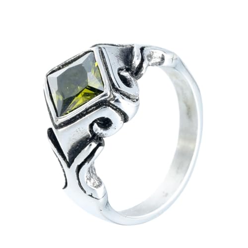 OAKKY Herren Damen Edelstahl Rhombus Pfeil Edelstein Ring Punk Gothisch Personalisiert Hip Hop Band Schmuck Grün Größe 60 (19.1) von OAKKY