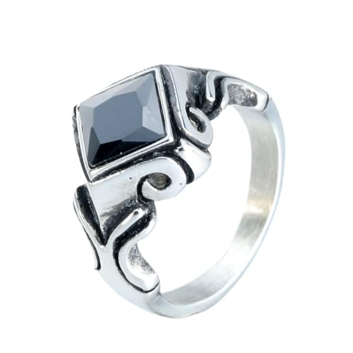 OAKKY Herren Damen Edelstahl Rhombus Pfeil Edelstein Ring Punk Gothisch Personalisiert Hip Hop Band Schmuck Schwarz Größe 54 (17.2) von OAKKY
