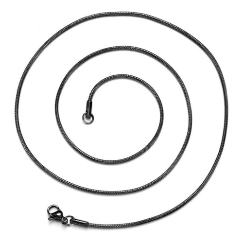 OAKKY Herren Damen Edelstahl Rock Hip Hop Stapelbar Rund Schlangenknochen Kette Halskette 1mm-6mm Silber/Gold/Schwarz/Roségold Schmuck Schwarz 2.5mm 50cm von OAKKY