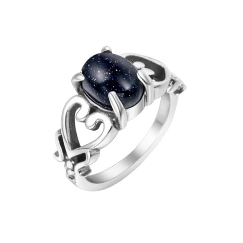 OAKKY Herren Damen Edelstahl Skelettiert Liebe Herz Edelstein Paar Ring Verlobung Hochzeit Band Versprechen Schmuck Schwarz Größe 52 (16.6) von OAKKY