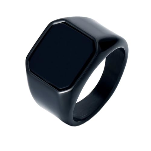 OAKKY Herren Damen Edelstahl Synthetisch Bernstein Lapislazuli Onyx Ring Punk Gothisch Personalisiert Hip Hop Band Schmuck Schwarz Schwarz Größe 57 (18.1) von OAKKY