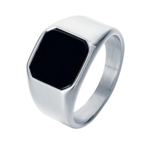 OAKKY Herren Damen Edelstahl Synthetisch Bernstein Lapislazuli Onyx Ring Punk Gothisch Personalisiert Hip Hop Band Schmuck Silber Schwarz Größe 57 (18.1) von OAKKY