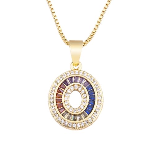 OAKKY Herren Damen Edelstahl Zierlich Zirkonia Regenbogen Zahlen 0-9 Halskette Klassisch Trendig Hip-Hop-Kettenanhänger Geburtstags Schmuck Geschenk Nummer 0 von OAKKY