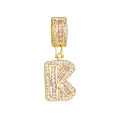 OAKKY Herren Damen Edelstahl Zirkonia Initialen A-Z Alphabet Halskette Klassisch Trendiger Schlüsselbein-Kettenanhänger Geburtstagsschmuck Geschenk Gold Buchstabe K von OAKKY