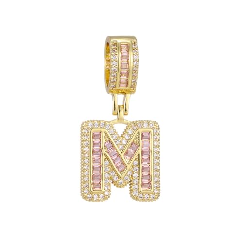 OAKKY Herren Damen Edelstahl Zirkonia Initialen A-Z Alphabet Halskette Klassisch Trendiger Schlüsselbein-Kettenanhänger Geburtstagsschmuck Geschenk Gold Buchstabe M von OAKKY