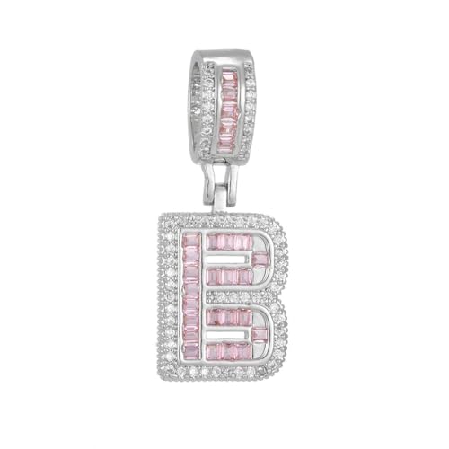 OAKKY Herren Damen Edelstahl Zirkonia Initialen A-Z Alphabet Halskette Klassisch Trendiger Schlüsselbein-Kettenanhänger Geburtstagsschmuck Geschenk Silber Buchstabe B von OAKKY