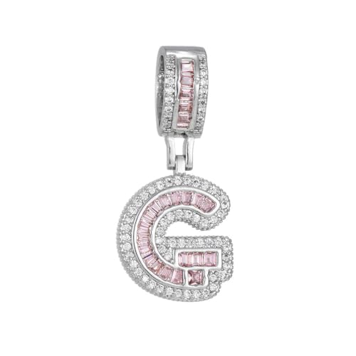 OAKKY Herren Damen Edelstahl Zirkonia Initialen A-Z Alphabet Halskette Klassisch Trendiger Schlüsselbein-Kettenanhänger Geburtstagsschmuck Geschenk Silber Buchstabe G von OAKKY