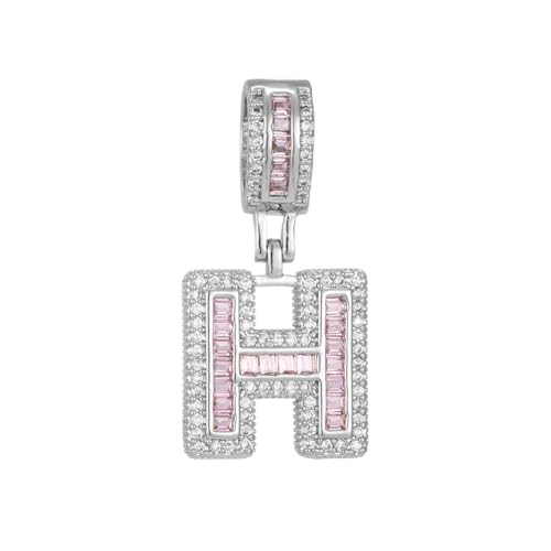 OAKKY Herren Damen Edelstahl Zirkonia Initialen A-Z Alphabet Halskette Klassisch Trendiger Schlüsselbein-Kettenanhänger Geburtstagsschmuck Geschenk Silber Buchstabe H von OAKKY