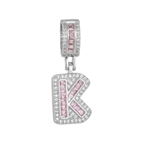 OAKKY Herren Damen Edelstahl Zirkonia Initialen A-Z Alphabet Halskette Klassisch Trendiger Schlüsselbein-Kettenanhänger Geburtstagsschmuck Geschenk Silber Buchstabe K von OAKKY