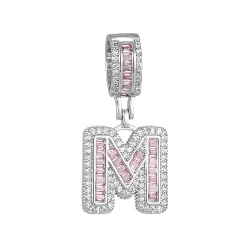 OAKKY Herren Damen Edelstahl Zirkonia Initialen A-Z Alphabet Halskette Klassisch Trendiger Schlüsselbein-Kettenanhänger Geburtstagsschmuck Geschenk Silber Buchstabe M von OAKKY