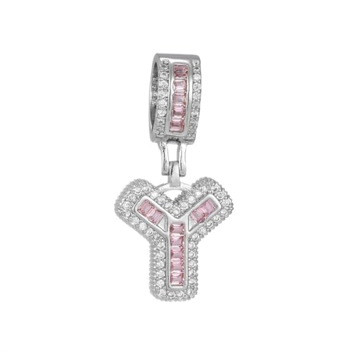 OAKKY Herren Damen Edelstahl Zirkonia Initialen A-Z Alphabet Halskette Klassisch Trendiger Schlüsselbein-Kettenanhänger Geburtstagsschmuck Geschenk Silber Buchstabe Y von OAKKY