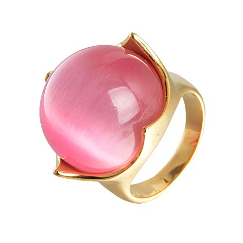 OAKKY Herren Damen Einfach Europa und Amerika Mode Runden Edelstein Ring Edelstahl Rosa Größe 60 (19.1) von OAKKY