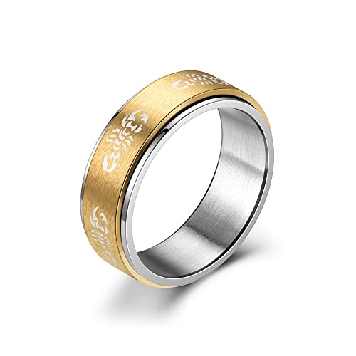 OAKKY Herren Edelstahl Drehbare Angst Skorpion Ring Punk Tier Fingerband Gold Größe 62 (19.7) von OAKKY