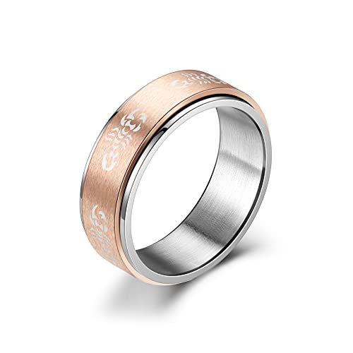 OAKKY Herren Edelstahl Drehbare Angst Skorpion Ring Punk Tier Fingerband Roségold Größe 60 (19.1) von OAKKY