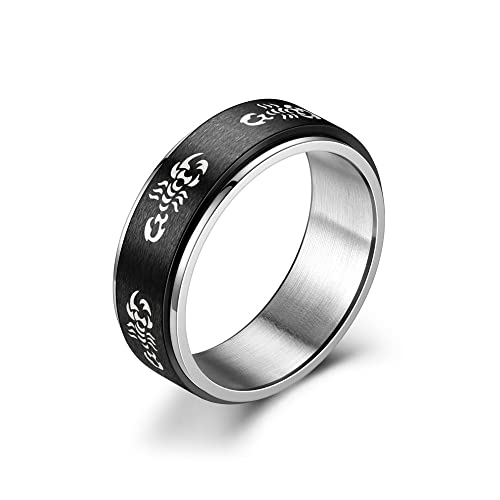 OAKKY Herren Edelstahl Drehbare Angst Skorpion Ring Punk Tier Fingerband Schwarz Größe 60 (19.1) von OAKKY