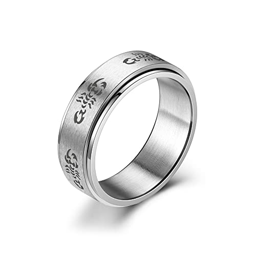 OAKKY Herren Edelstahl Drehbare Angst Skorpion Ring Punk Tier Fingerband Silber Größe 62 (19.7) von OAKKY