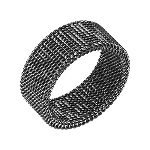 OAKKY Herren Edelstahl Hip Hop Mesh Ring Comfort Fit Knöchelband für Hochzeit Schwarze Größe 60 (19.1) von OAKKY