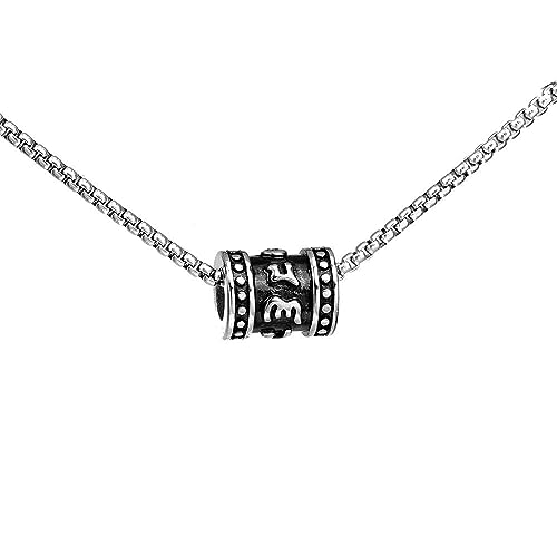 OAKKY Herren Edelstahl Jahrgang 6 Worte Mantra Om Mani Padme Hum Anhänger Punk Halskette mit Kette von OAKKY