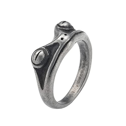 OAKKY Herren Edelstahl Jahrgang Personalisierte Frosch Tier Ring für Cocktail Party Altsilber Größe 65 (20.7) von OAKKY