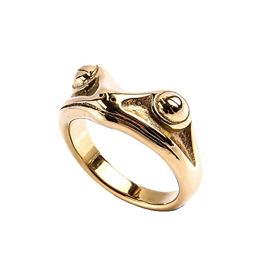 OAKKY Herren Edelstahl Jahrgang Personalisierte Frosch Tier Ring für Cocktail Party Gold Größe 57 (18.1) von OAKKY
