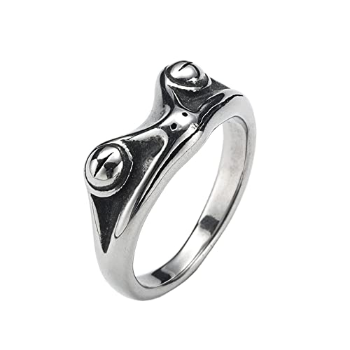 OAKKY Herren Edelstahl Jahrgang Personalisierte Frosch Tier Ring für Cocktail Party Silber Größe 65 (20.7) von OAKKY