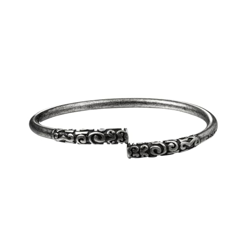 OAKKY Herren Edelstahl Jahrgang Punk Sun Wukong Monkey King Gold Banded Cudgel Cuff Armreif Armband Altsilber von OAKKY