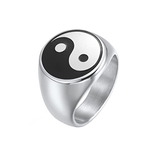 OAKKY Herren Edelstahl Jahrgang Yin Yang Klatsch Ring Hochzeitsschmuck Silber Größe 62 (19.7) von OAKKY