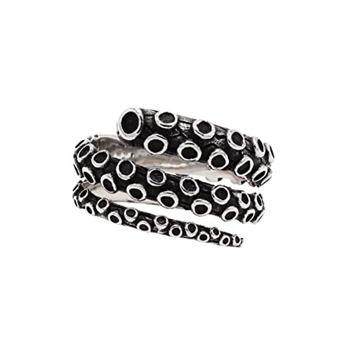 OAKKY Herren Edelstahl Vintage Punk Octopus Tentakel Biker Ring für Cocktailparty Silber Größe 68 (21.6) von OAKKY