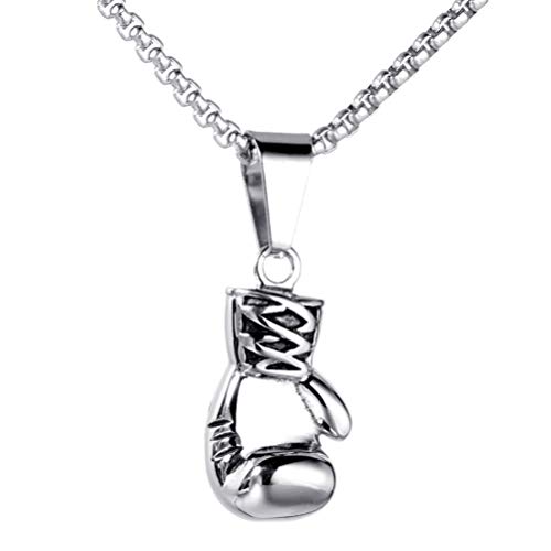 OAKKY Herren Retro Gothic Fitness Boxen Handschuhe Ritter Halsketten Edelstahl Herrschsüchtig Mode Punk Anhänger Silber Frei Ketten von OAKKY