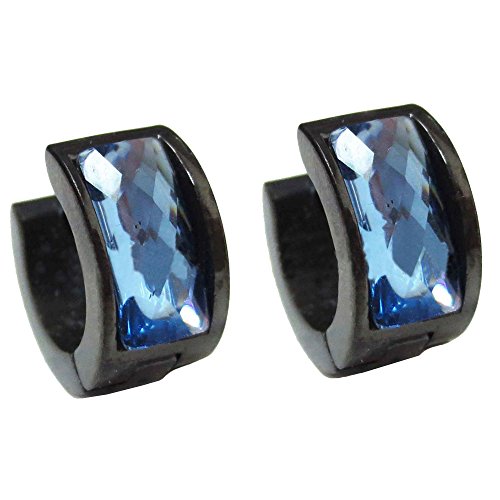 OAKKY Herren und Damen Rot Kristall Schwarz Rostfreier Stahl Studs Hoop Ohrringe, Licht Blau OAKKY Herren und Damen Rot Kristall Schwarz Rostfreier Stahl Studs Hoop Ohrringe, Licht Blau von OAKKY