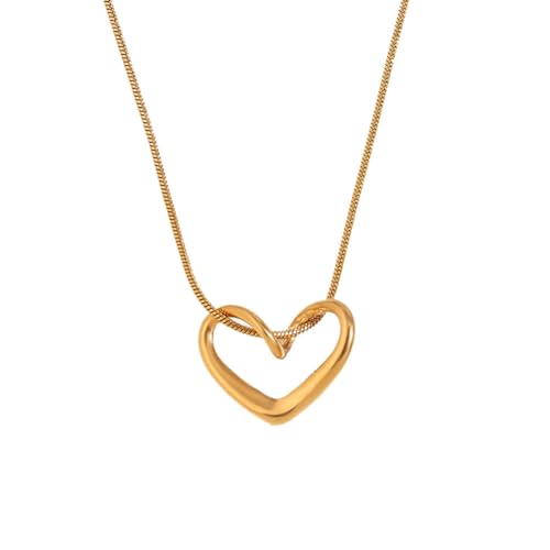 OAKKY Herz Anhänger Halskette für Frauen Männer Edelstahl Einfach Minimalistisch Zart Liebes Hals-Schmuck Gold von OAKKY