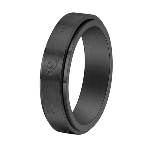 OAKKY Minimalistischer Trend Unisex Drehbar Schöner Punk Stil Vintage Ring Edelstahl Schwarz Größe 68(21.6) von OAKKY