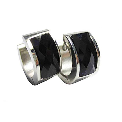 OAKKY Schmuck Herren und Damen Schwarz Kristall Diamant Silber 316L Edelstahl Studs Huggie Hoop Ohrringe, Vintage Punk OAKKY Schmuck Herren und Damen Schwarz Kristall Diamant Silber 316L Edelstahl Studs Huggie Hoop Ohrringe, Vintage Punk von OAKKY