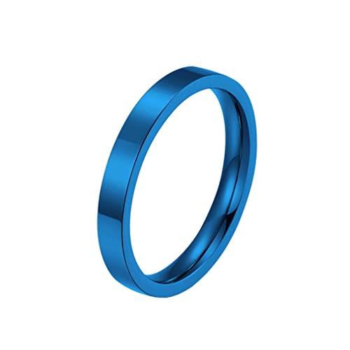 OAKKY Unisex 3MM Einfach Schmucklos Dünn Stapelbar Knöchel Kleiner Finger Ring Edelstahl Paar Ehering Kompfort Fit Blau Größe 52 (16.6) von OAKKY