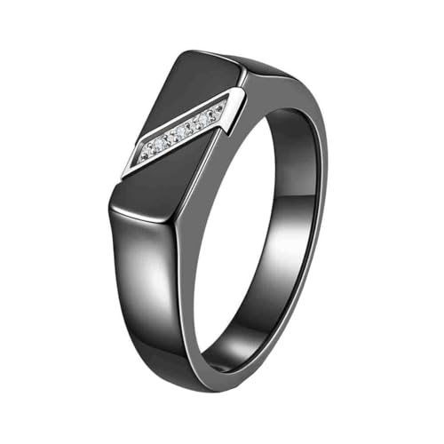 OAKKY Unisex 5MM Einfach Klassisch Quadratisch Schnitt Abgeschrägte Kante Mikrogepflastert Zirkonia Plain Paar Ring Edelstahl Eheringe Schwarz Größe 54 (17.2) von OAKKY