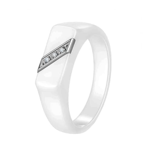 OAKKY Unisex 5MM Einfach Klassisch Quadratisch Schnitt Abgeschrägte Kante Mikrogepflastert Zirkonia Plain Paar Ring Edelstahl Eheringe Weiß Größe 62 (19.7) von OAKKY