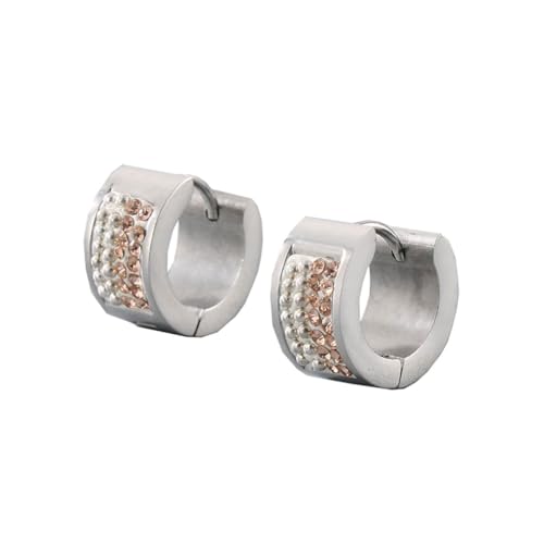 OAKKY Unisex 7MM Kreativ Cool Bunt Voll Kristall Gefüttert Kleiner Huggie Hoop Rund Geformter Paar Ohrring Edelstahl Ohrstecker Haken Clip Champagner Silber OAKKY Unisex 7MM Kreativ Cool Bunt Voll Kristall Gefüttert Kleiner Huggie Hoop Rund Geformter Paar Ohrring Edelstahl Ohrstecker Haken Clip Champagner Silber von OAKKY