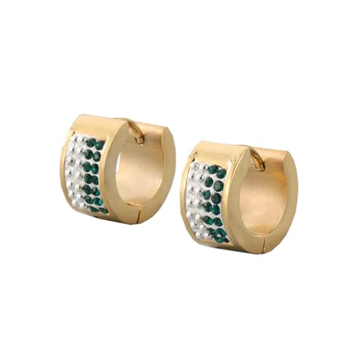 OAKKY Unisex 7MM Kreativ Cool Bunt Voll Kristall Gefüttert Kleiner Huggie Hoop Rund Geformter Paar Ohrring Edelstahl Ohrstecker Haken Clip Grün Gold OAKKY Unisex 7MM Kreativ Cool Bunt Voll Kristall Gefüttert Kleiner Huggie Hoop Rund Geformter Paar Ohrring Edelstahl Ohrstecker Haken Clip Grün Gold von OAKKY