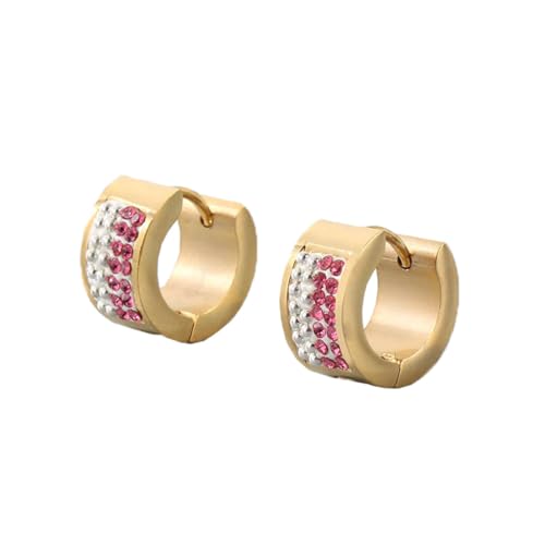 OAKKY Unisex 7MM Kreativ Cool Bunt Voll Kristall Gefüttert Kleiner Huggie Hoop Rund Geformter Paar Ohrring Edelstahl Ohrstecker Haken Clip Rosa Gold OAKKY Unisex 7MM Kreativ Cool Bunt Voll Kristall Gefüttert Kleiner Huggie Hoop Rund Geformter Paar Ohrring Edelstahl Ohrstecker Haken Clip Rosa Gold von OAKKY