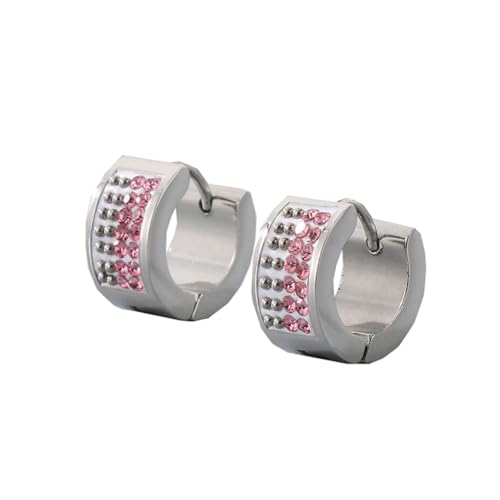 OAKKY Unisex 7MM Kreativ Cool Bunt Voll Kristall Gefüttert Kleiner Huggie Hoop Rund Geformter Paar Ohrring Edelstahl Ohrstecker Haken Clip Rosa Silber OAKKY Unisex 7MM Kreativ Cool Bunt Voll Kristall Gefüttert Kleiner Huggie Hoop Rund Geformter Paar Ohrring Edelstahl Ohrstecker Haken Clip Rosa Silber von OAKKY
