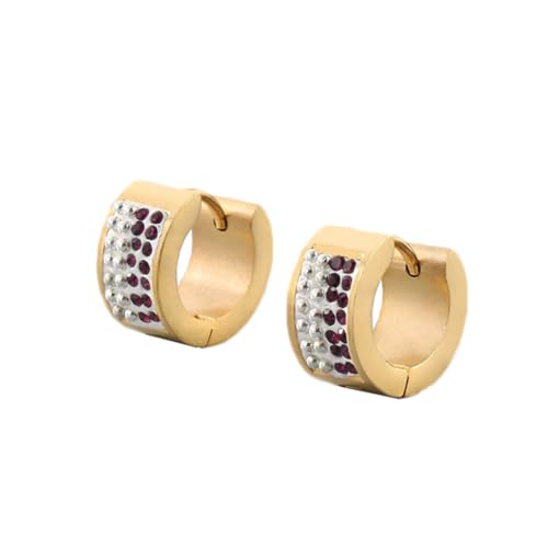 OAKKY Unisex 7MM Kreativ Cool Bunt Voll Kristall Gefüttert Kleiner Huggie Hoop Rund Geformter Paar Ohrring Edelstahl Ohrstecker Haken Clip Violett Gold OAKKY Unisex 7MM Kreativ Cool Bunt Voll Kristall Gefüttert Kleiner Huggie Hoop Rund Geformter Paar Ohrring Edelstahl Ohrstecker Haken Clip Violett Gold von OAKKY