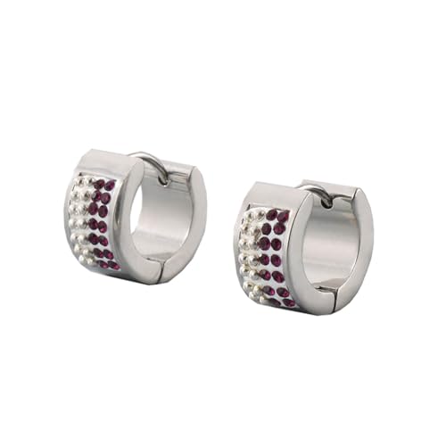 OAKKY Unisex 7MM Kreativ Cool Bunt Voll Kristall Gefüttert Kleiner Huggie Hoop Rund Geformter Paar Ohrring Edelstahl Ohrstecker Haken Clip Violett Silber OAKKY Unisex 7MM Kreativ Cool Bunt Voll Kristall Gefüttert Kleiner Huggie Hoop Rund Geformter Paar Ohrring Edelstahl Ohrstecker Haken Clip Violett Silber von OAKKY