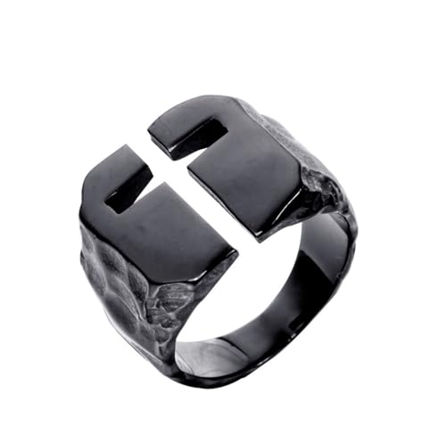OAKKY Unisex Dominanter Vintage Cool Honigwabenmuster Gehämmerter Hohler Kreuz Biker Ring Edelstahl Aussage Band Schwarz Größe 60 (19.1) von OAKKY